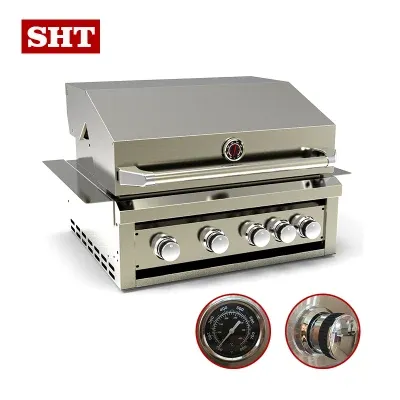 China Manufacture Canteen SUS304 Built in Barbecue Gas BBQ Grill