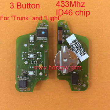 Original Citroen FSK 3 button flip remote control with 433Mhz ID46 Chip for "Trunk" and "Light" Button and 307&407 Blade (Before
