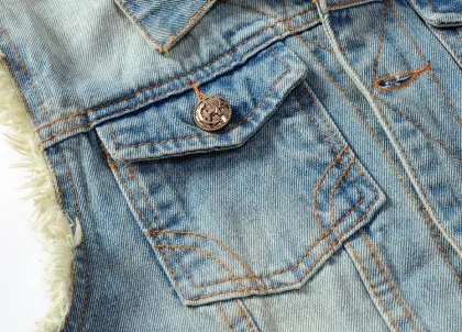 OEM Custom Men Denim Vest Jacket with Sleeves