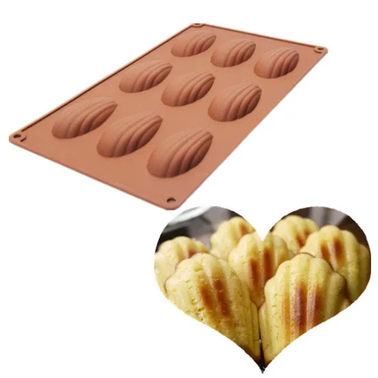 Hot sale 9 shell shape silicone chocolate cake mold kitchen tool