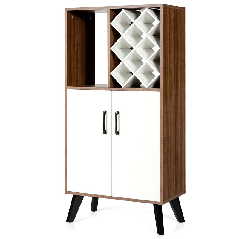 Bar Cabinet Wooden Buffet Sideboard Storage Cupboard With Wine Rack