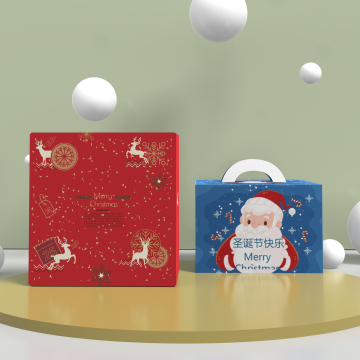 Logo Custom Borong Kotak Kek Krismas Seni Blue - Kotak Kalis Makanan Gred Makanan