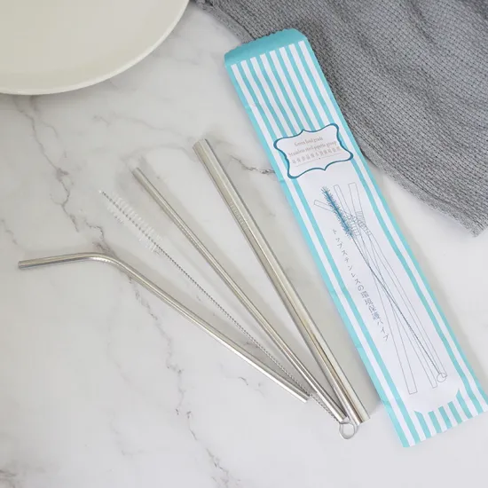 Customized Size Silver Reusable 304 Stainless Steel Straw