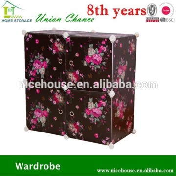 Black color rose printing plastic cube diy cube storage shelf