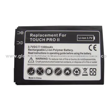 Long standby mobile phone battery, 3.7V 1,300mAh for HTC Touch Pro2/Dash 3G