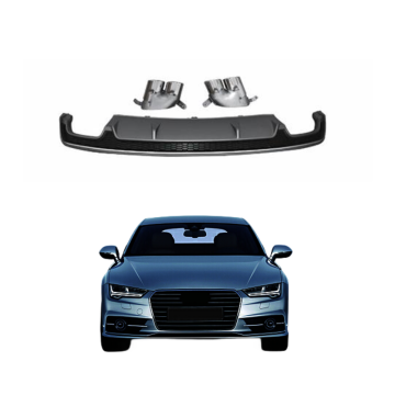 Gloss Black Rear Bumper Diffuser Lip with Exhaust Vent for Audi A7 S7 2016-2018