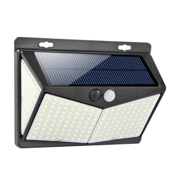 Solar-Powered LED Wall Light: Waterproof 208 LED PIR Motion + CDS Night Sensor for Gardens and Streets