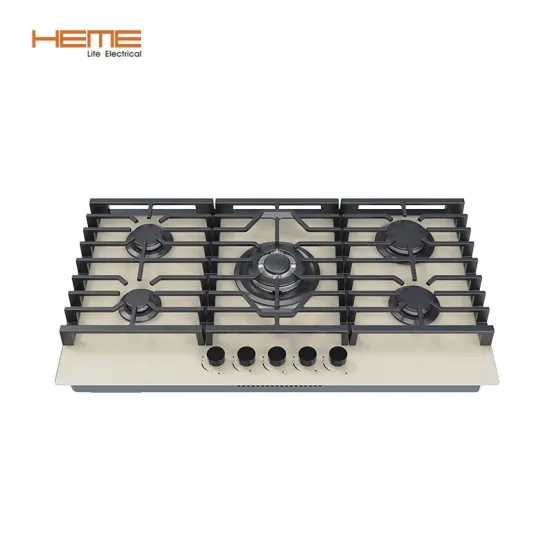 Custom Gas Hob 8mm Beige Tempered Glass 5 Burner Cooktop with Chinese Burner Manufacturer