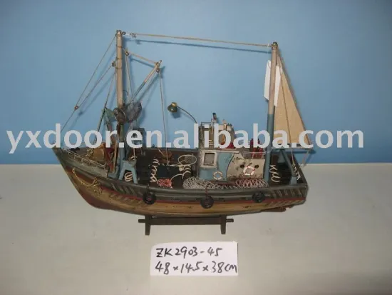 wooden fish boat model 45CM length (2903-45)ship model