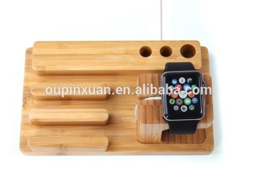 Suporte de carregamento de bambu material ambiental do suporte para o relógio da maçã / suporte do relógio de bambu / suporte do telefone móvel