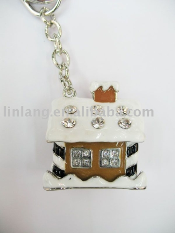 christmas keychain,christmas keyring,santa house