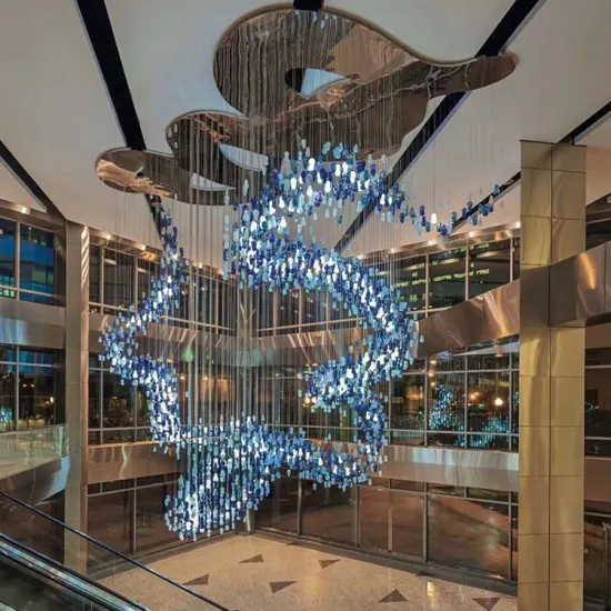 Plexiglass custom hotel lobby large hanging crystal pendant lamp