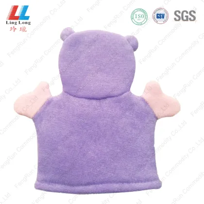 Purple animal children bath gloves shower