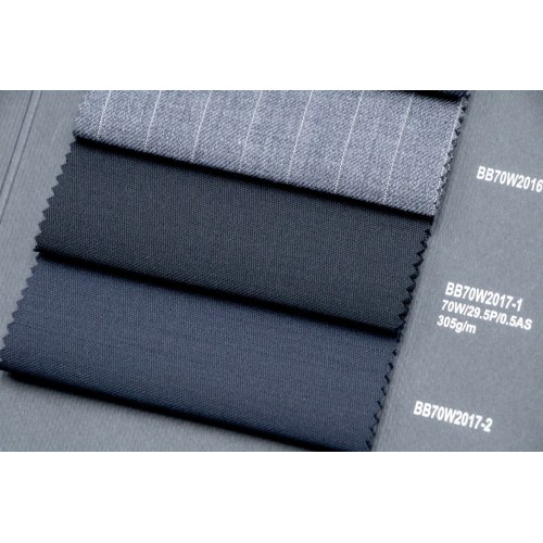 Textured Blue 70% Wool Fabric