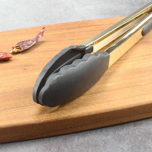 Color Stainless Steel Silicone Tipped food serving tongs