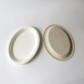 Placas de bagazo ovalado blancos compostables 260x193 mm