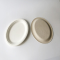 Compostable white oval bagasse plates 260x193mm