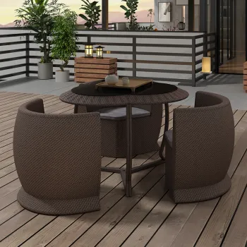 Waterproof Wicker & Rattan Outdoor Coffee Tables and Chairs: Patio Furniture Garden Sets