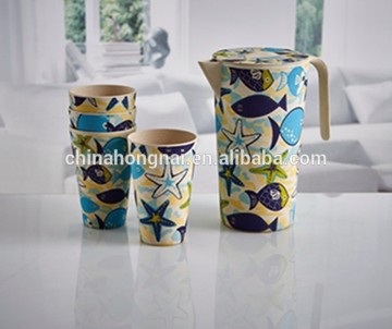 100% degrable bamboo fiber 2L pitcher with 4pcs cup