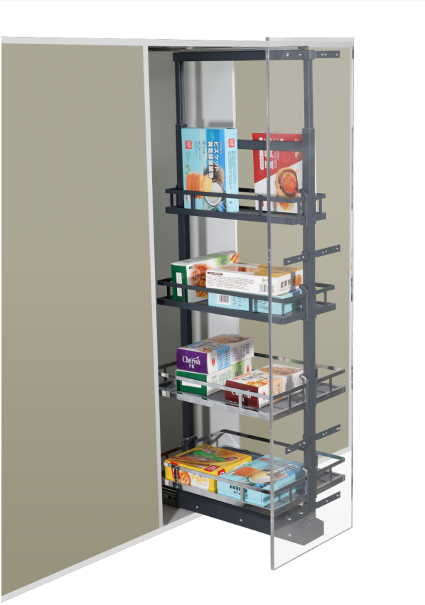 Kitchen pull-out anti-slip soft closing storage cabinet