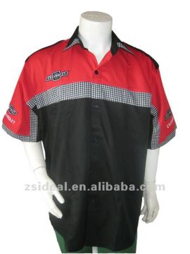 Men's woven canvas promotion car/motor customized racing team shirt