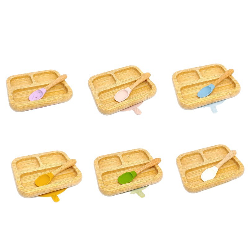 bamboo suction plate and spoon set MFZ-A003