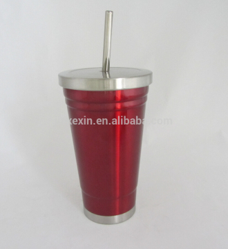 Double Wall Stainless Steel Vacuum Mug With SS Straw