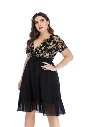 Women Clothing Printing Knee-Length Fashion Dress Women