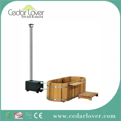 Mini outdoor wooden bathtub