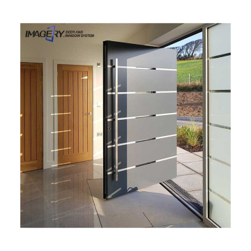 Modern Aluminum Casement Doors with Pivot Front Tempered Glass for Bathroom Interior Design