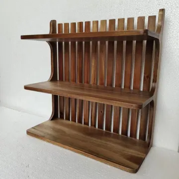 Handcrafted Rustic Wall Shelves: Enhanced Wooden Décor for Bedroom Display Collections