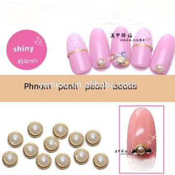 Phnom Penh Pearl With Metal Nail Art Decoration