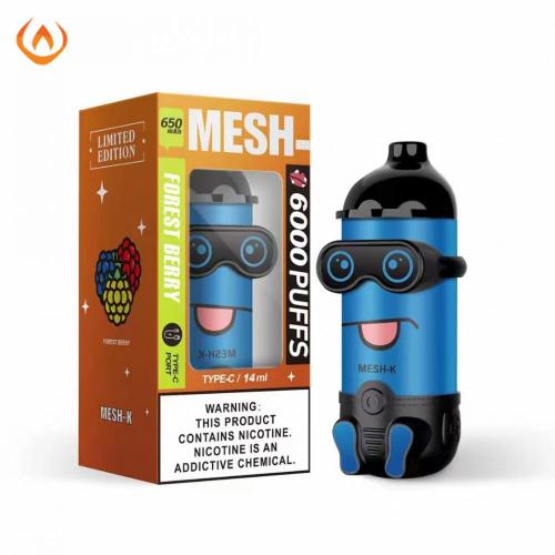 Mesh-Kは6000パフをヒットし、使い捨ての蒸気を吸います