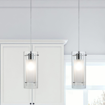 XiNBEi Modern 1 Light Cylinder Glass Kitchen Pendant Light