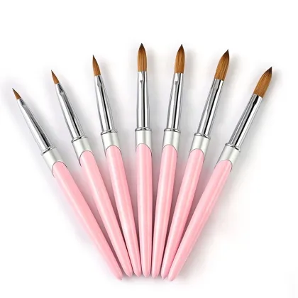 Qianya High Quality Pink Crimped Acrylic Nail Paint Brush
