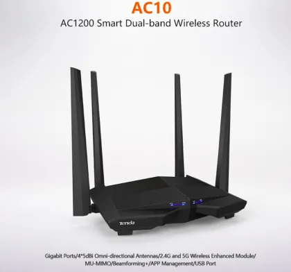 Hot Sell Tenda AC10 Router - Wireless WiFi Gigabit AC1200M English Version