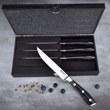 Custom Premium German Stainless Steel 5-inch Straight Edge Steak Knife Set of 4