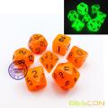 Orange Glow in the Dark Würfel Set (7 Würfel) für Dungeons &amp; Dragons und andere Rollenspiele