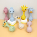 Силиконски штракаат жирафа Teether Бебе сензорни шејкер играчка