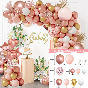 Rose Gold Balloons Garland Arch Kit - 129 Pcs for Wedding, Anniversary, Birthday Party Decoration