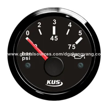 Pressure Gauge for Marine Engine with 18-32V Working Voltages, Flat Glass Lens