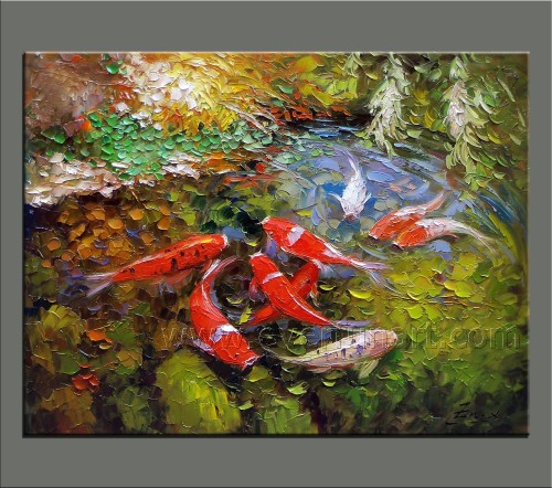 Modern Handmade Koi Fish Painting on Canvas for Wholesale (AN-067)