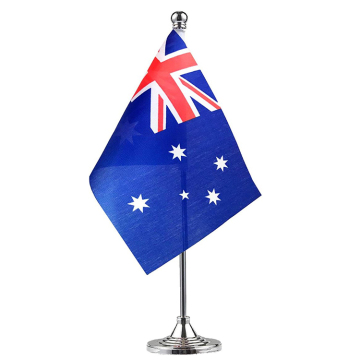 Small Mini Blue Red White Australia Country Desk Flag with Pole and Base - Factory Price