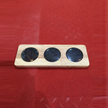 Black Round Marble + Wood Cheese Board
