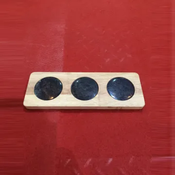 Black Round Marble + Wood Cheese Board