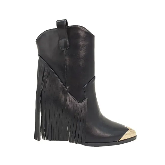 Latest Designed Decorated Ladies' Chunky High Tassel Heel Cowboy Boots