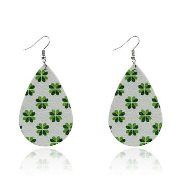 20 Pairs St. Patrick's Day Faux Leather Earrings Irish Shamrock Earrings Clover Teardrop Dangle Earrings Set for Women