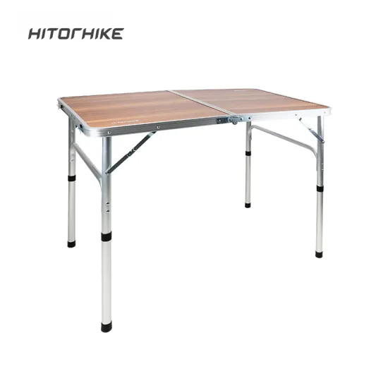 Wholesale Outdoor Camping Wood Grain Aluminum Table: Adjustable Height Foldable Portable Table