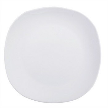 In porcellana bianca 8-Inch, 20,3 Cm diagonale arrotondato lato Piazza piastre