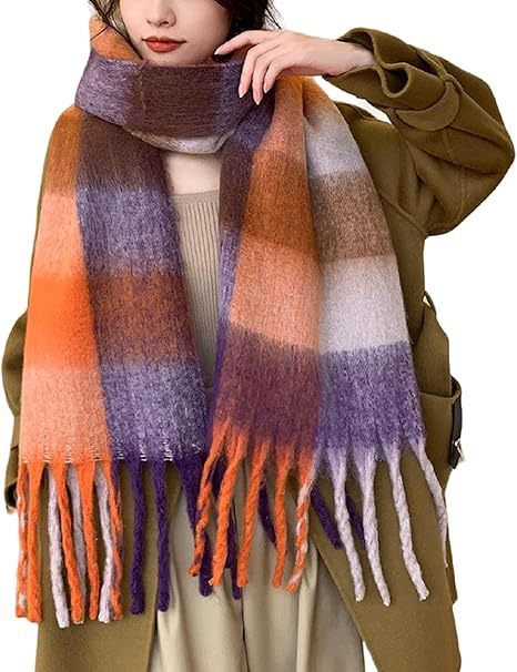 Wander Agio Winter Women Warm Scarf Long Shawl Large Scarves Cold Weather Thick Blanket Scarfs Colorful Plaid